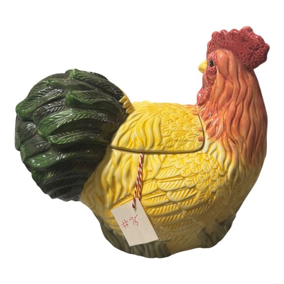 Vintage Ceramic Rooster Cookie Jar Collectible Kitchen Decor 12" L X 10" H Multi - Picture 8 of 12